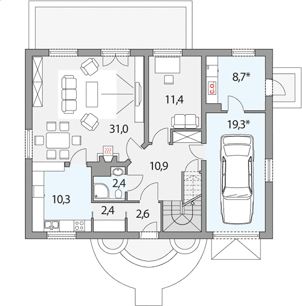 План 1 этажа дома CAD-8781-43 План 1 этажа дома CAD-8781-43
