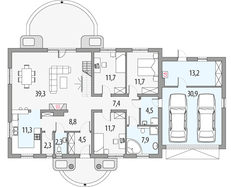 План 1 этажа дома HHE-8649-78 План 1 этажа дома HHE-8649-78