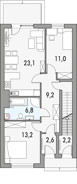 План 1 этажа дома HCK-2428-89 План 1 этажа дома HCK-2428-89