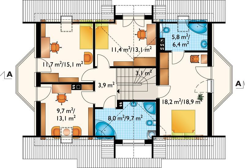 План 2 этажа дома CAD-7599-45 План 2 этажа дома CAD-7599-45