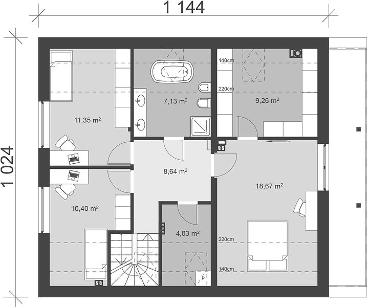 План 2 этажа дома AFI-4558-27 План 2 этажа дома AFI-4558-27